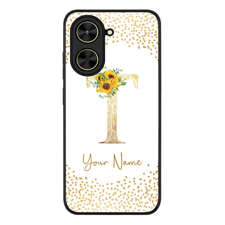 Redmi A5 4G / Rugged Black Floral Mandala Initial Phone Case - Redmi - Stylizedd.com