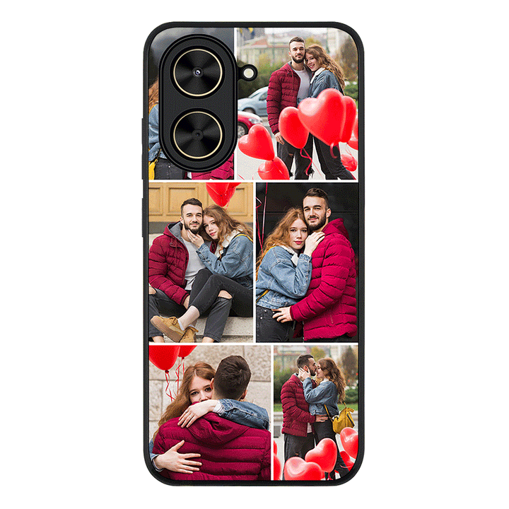 Personalised Valentine Photo Collage Grid Phone Case - Redmi - A5 4G / Rugged Black - Stylizedd