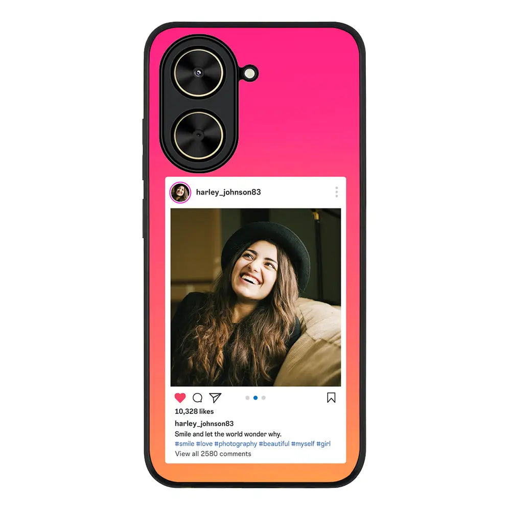 Custom Photo Instagram Post Template Phone Case - Poco - C71 / Rugged Black - Stylizedd