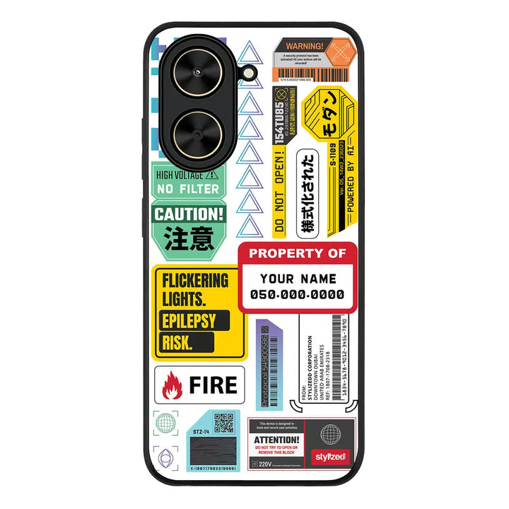 Personalized Name Property of Label Stickers Phone Case - Poco - C71 / Rugged Black - Stylizedd