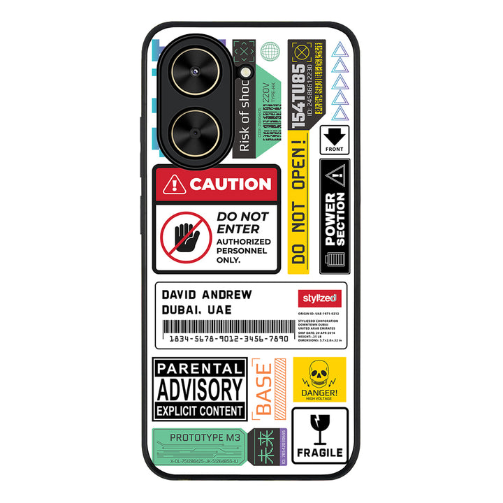 Redmi A5 4G / Rugged Black Personalized Name Shipping Label Sticker, Phone Case - Redmi - Stylizedd.com