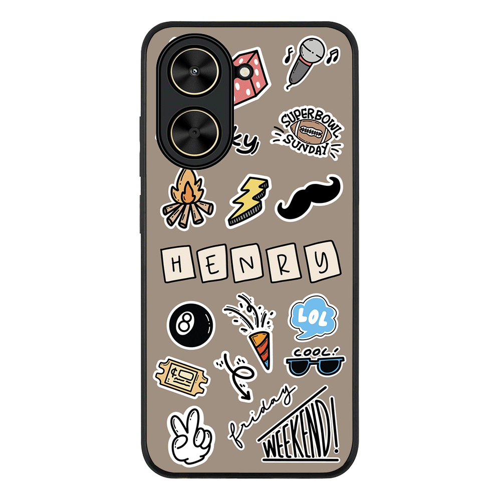 Personalized Name Lucky Guy Sticker Phone Case - Redmi - A5 4G / Rugged Black - Stylizedd