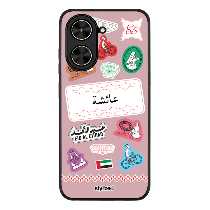 Custom Eid Al Etihad 53 National Day Sticker Phone Case - Poco - C71 / Rugged Black - Stylizedd