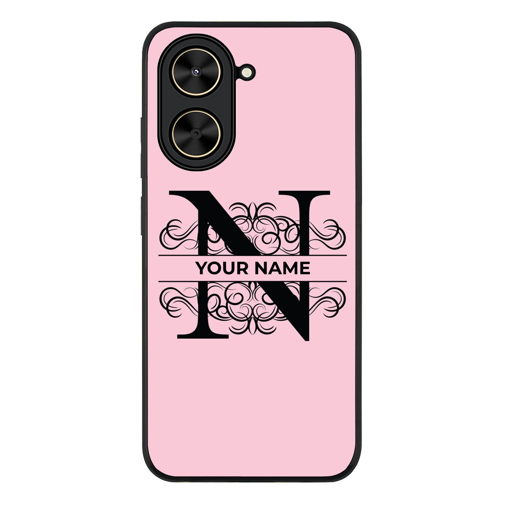 Redmi A5 4G / Rugged Black Split Floral Initial Phone Case - Redmi - Stylizedd.com