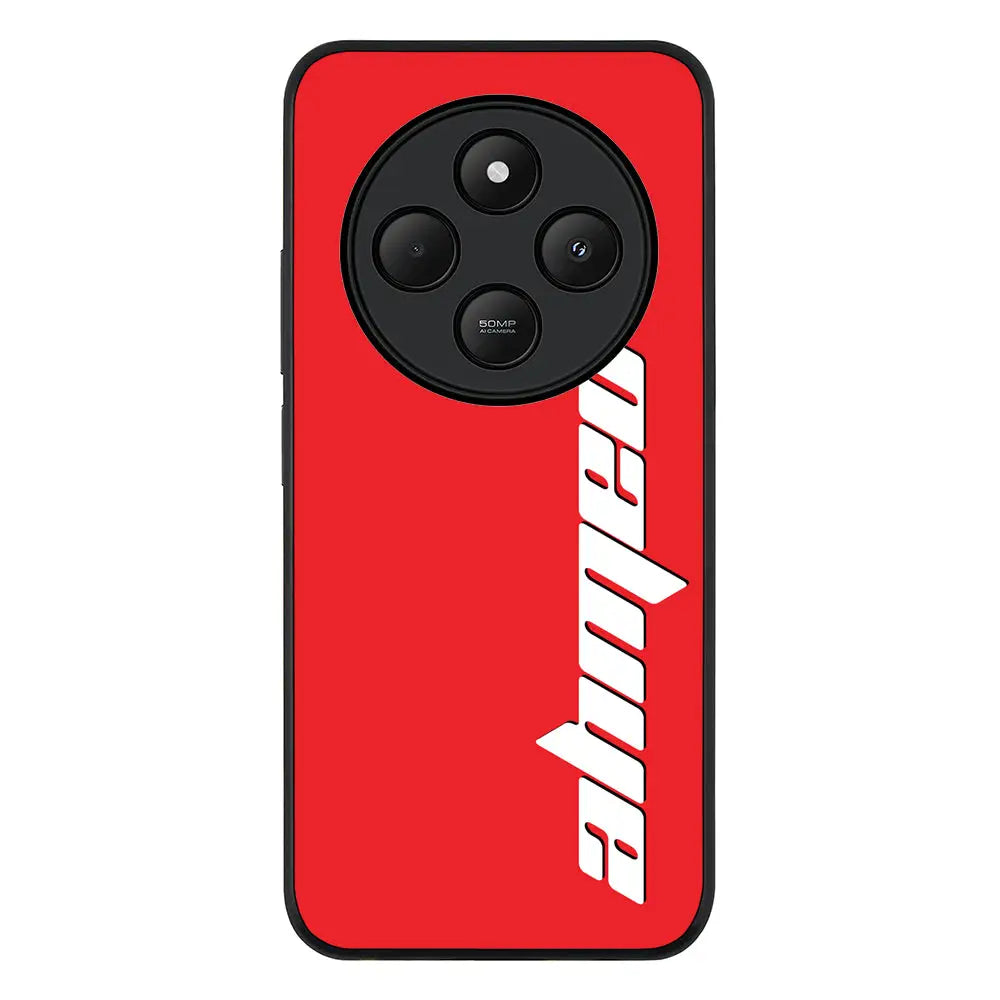 Custom Text Vertical Name Phone Case - Poco - C75 / Rugged Black - Stylizedd