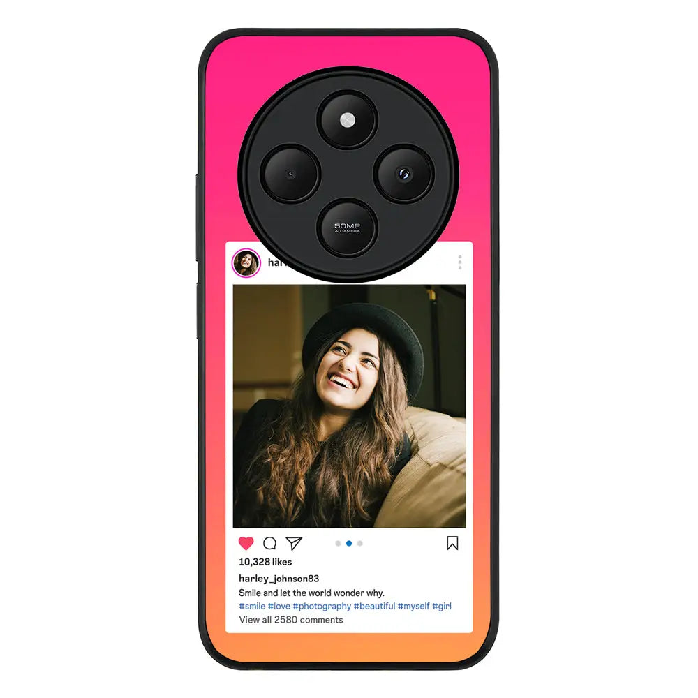 Custom Photo Instagram Post Template Phone Case - Poco - C75 / Rugged Black - Stylizedd