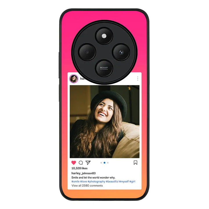 Custom Photo Instagram Post Template Phone Case - Poco - C75 / Rugged Black - Stylizedd