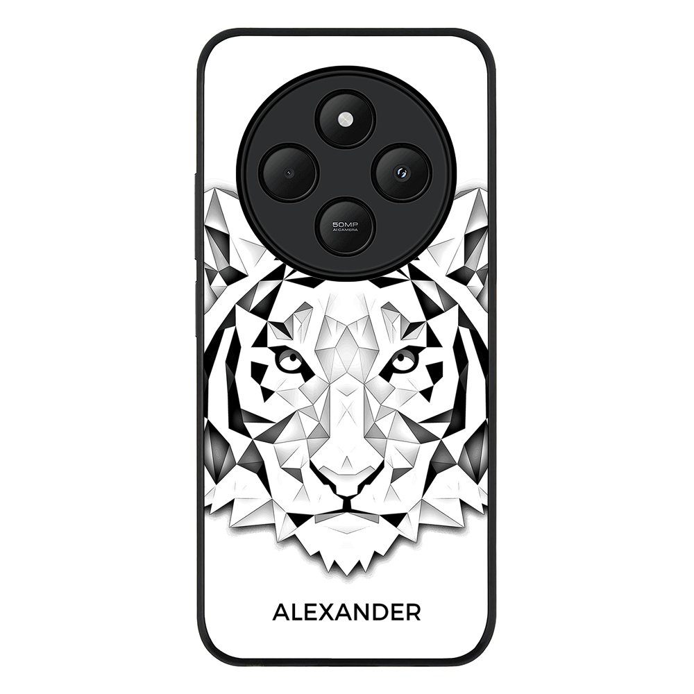 Poco C75 / Rugged Black Personalized Text Low Poly Art Design Animals, Phone Case - Poco - Stylizedd.com