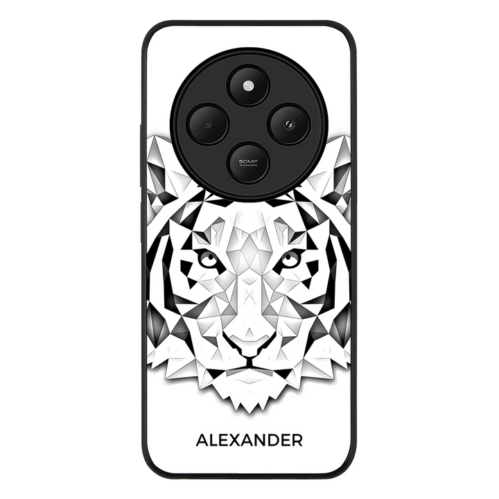 Poco C75 / Rugged Black Personalized Text Low Poly Art Design Animals, Phone Case - Poco - Stylizedd.com