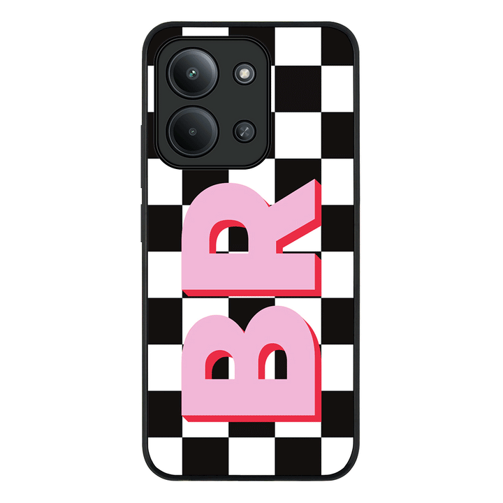 Custom Monogram Initial Checkerboard, Phone Case - Poco