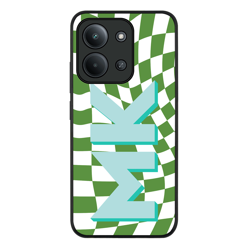 Custom Monogram Initial Wavy Checkerboard, Phone Case - Poco