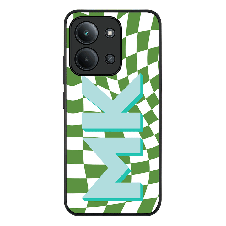 Custom Monogram Initial Wavy Checkerboard, Phone Case - Poco