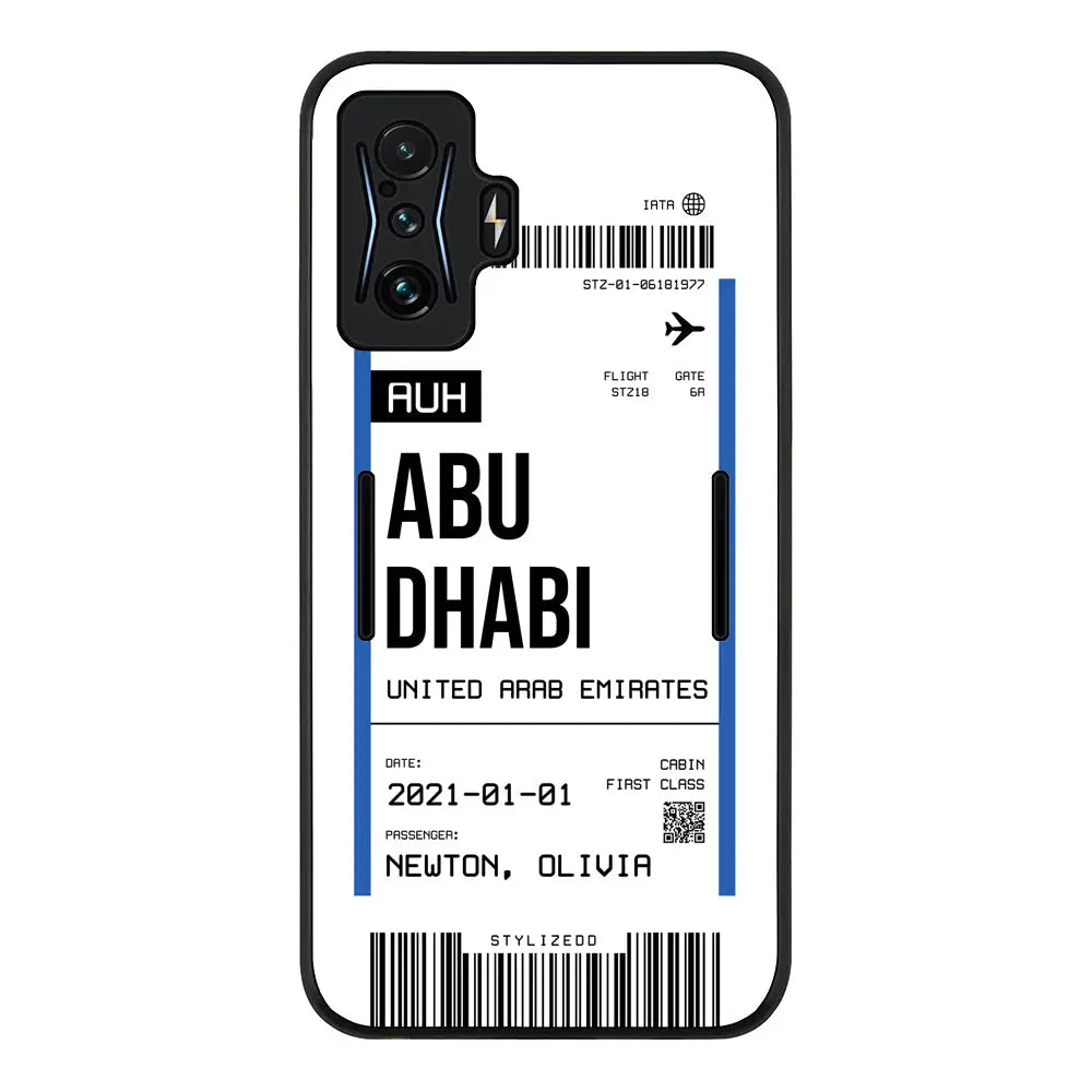 Custom Flight Boarding Pass Ticket Phone Case - Redmi - K50 Gaming / Rugged Black - Stylizedd