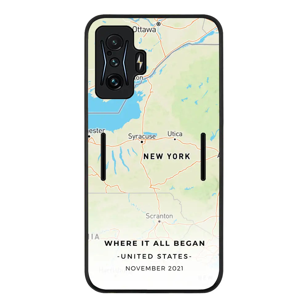 Personalized map Phone Case - Redmi - K50 Gaming / Rugged Black - Stylizedd