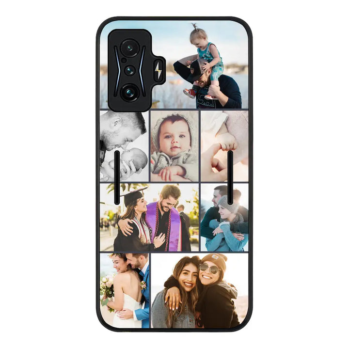 Redmi K50 Gaming / Rugged Black Personalised Photo Collage Grid Phone Case - Redmi - Stylizedd.com