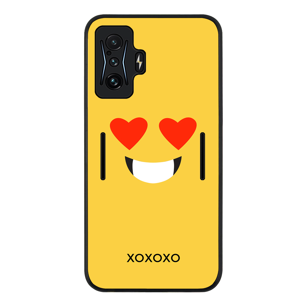Poco F4 GT 5G / Rugged Black Custom Text Emojis Emoticons Face, Phone Case - Poco - Stylizedd.com