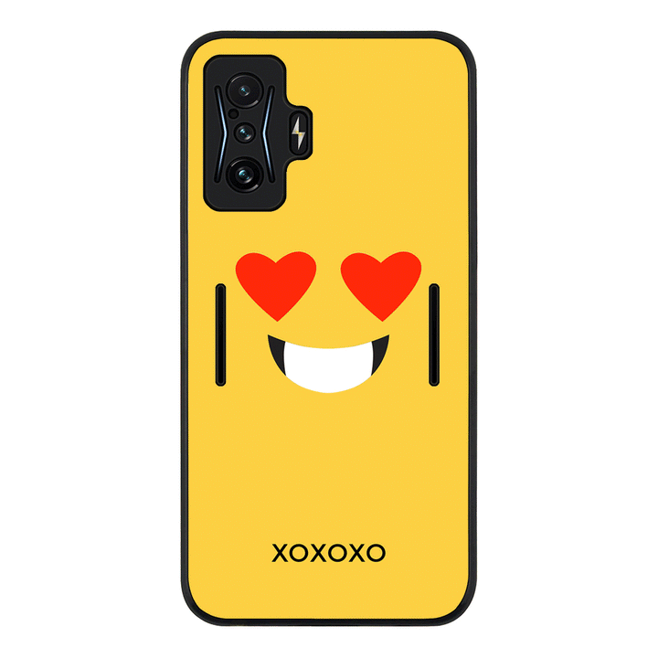Poco F4 GT 5G / Rugged Black Custom Text Emojis Emoticons Face, Phone Case - Poco - Stylizedd.com