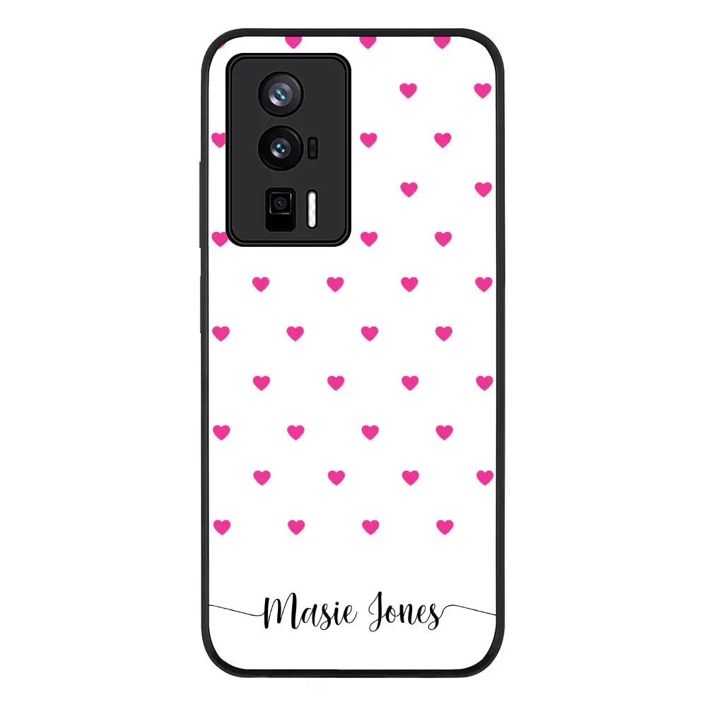 Redmi K60 / Redmi K60 Pro / Rugged Black Heart Pattern Custom Text, My Name Phone Case - Redmi - Stylizedd.com