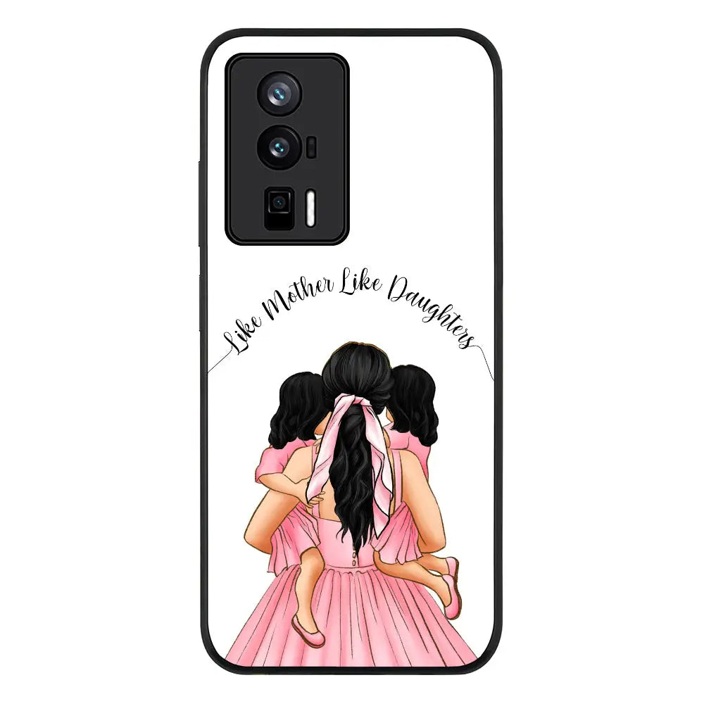 Poco F5 Pro 5G / Rugged Black Phone Case Mother 2 daughters Custom Clipart, Text Phone Case - Poco - Stylizedd