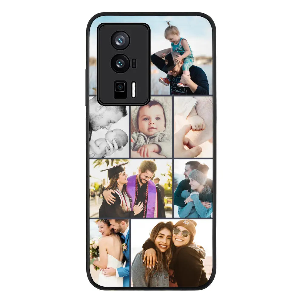 Personalised Photo Collage Grid Phone Case - Poco - F5 Pro 5G / Rugged Black - Stylizedd