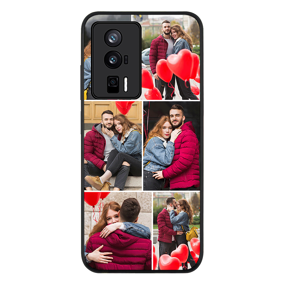 Redmi K60 / Redmi K60 Pro / Rugged Black Personalised Valentine Photo Collage Grid, Phone Case - Redmi - Stylizedd.com