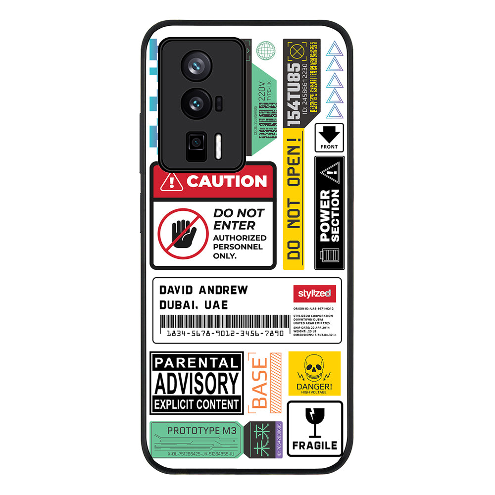 Redmi K60 / Redmi K60 Pro / Rugged Black Personalized Name Shipping Label Sticker, Phone Case - Redmi - Stylizedd.com
