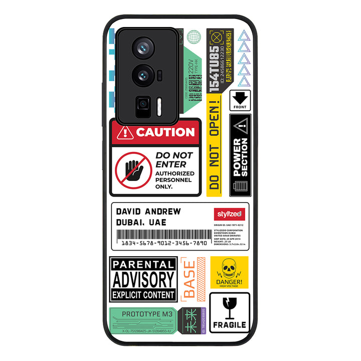 Redmi K60 / Redmi K60 Pro / Rugged Black Personalized Name Shipping Label Sticker, Phone Case - Redmi - Stylizedd.com