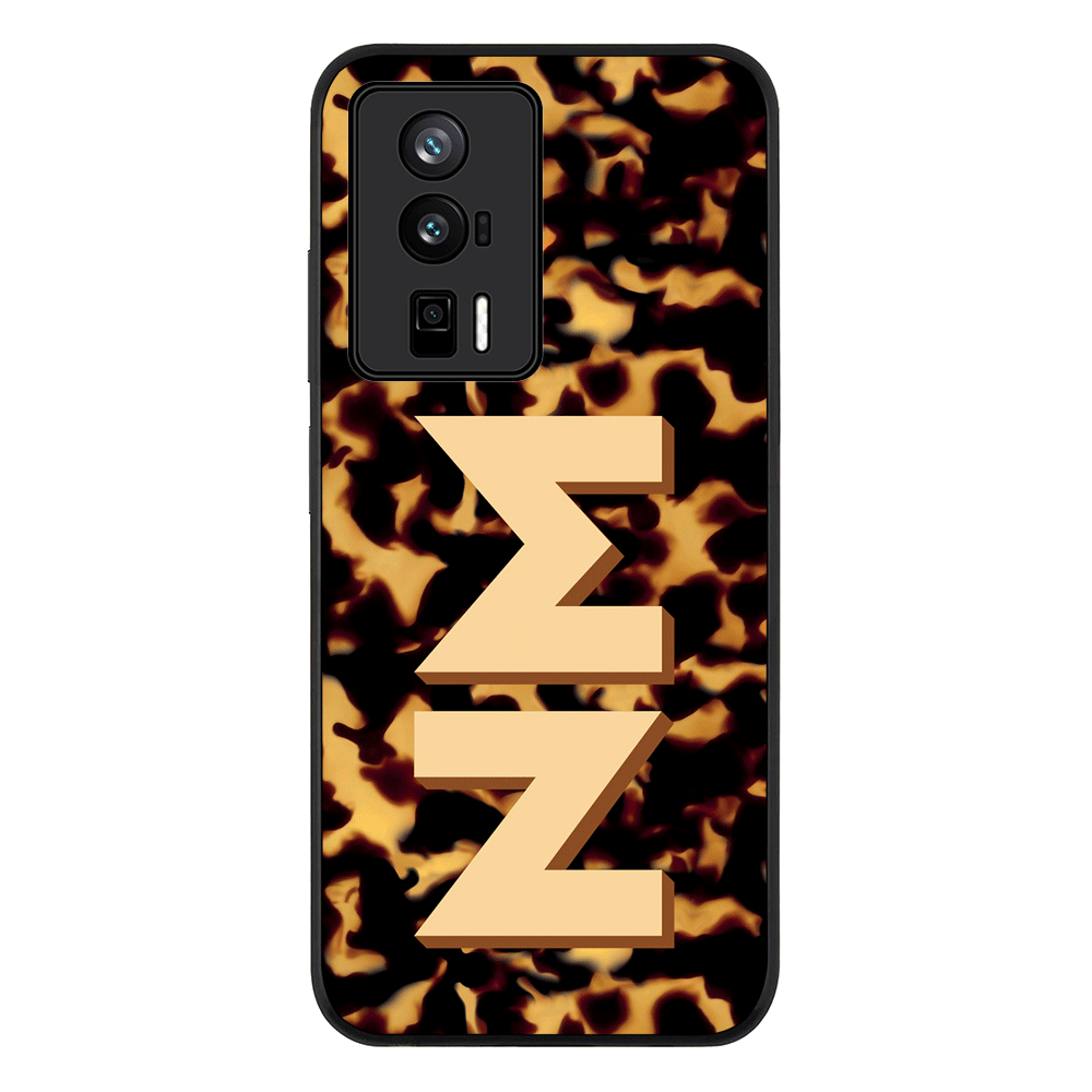 Redmi K60 / Redmi K60 Pro / Rugged Black Custom Monogram 3D Text Luxury Tortoise Shell Pattern, Phone Case - Redmi - Stylizedd.com