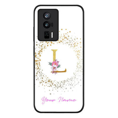 Floral Initial Phone Case - Poco - F5 Pro 5G / Rugged Black - Stylizedd