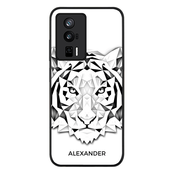 Poco F5 Pro 5G / Rugged Black Personalized Text Low Poly Art Design Animals, Phone Case - Poco - Stylizedd.com