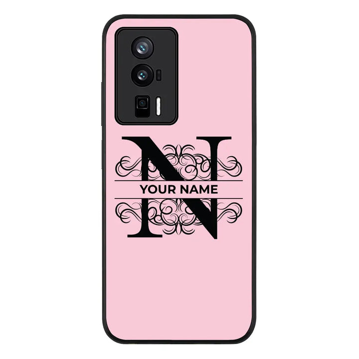 Redmi K60 / Redmi K60 Pro / Rugged Black Split Floral Initial Phone Case - Redmi - Stylizedd.com