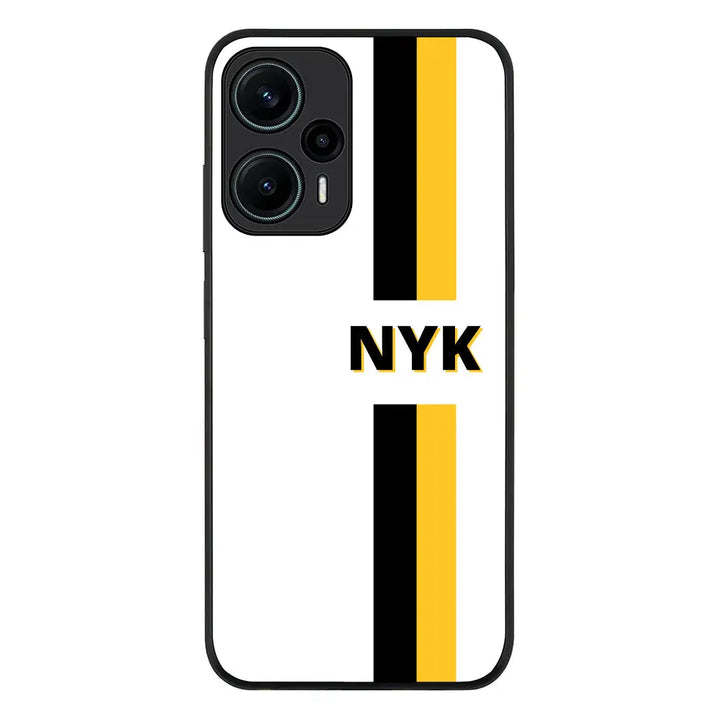 Custom Striped Monogram Phone Case - Poco - F5 5G / Rugged Black - Stylizedd