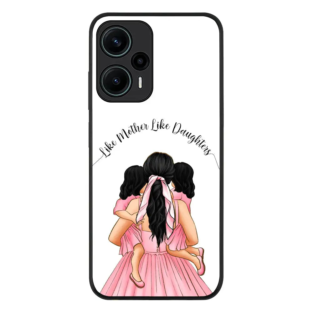 Poco F5 5G / Rugged Black Phone Case Mother 2 daughters Custom Clipart, Text Phone Case - Poco - Stylizedd