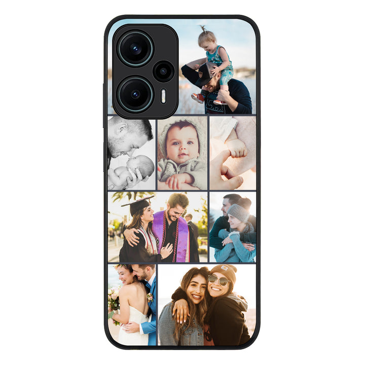 Redmi Note 12 Turbo 5G / Rugged Black Personalised Photo Collage Grid Phone Case - Redmi - Stylizedd.com