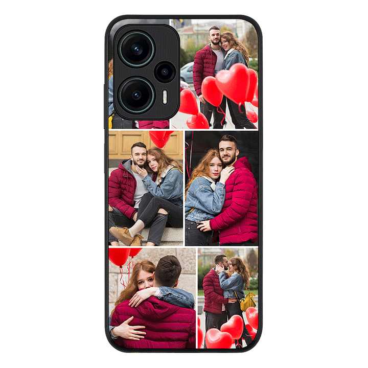 Redmi Note 12 Turbo 5G / Rugged Black Personalised Valentine Photo Collage Grid, Phone Case - Redmi - Stylizedd.com