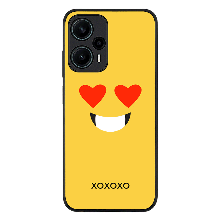 Poco F5 5G / Rugged Black Custom Text Emojis Emoticons Face, Phone Case - Poco - Stylizedd.com