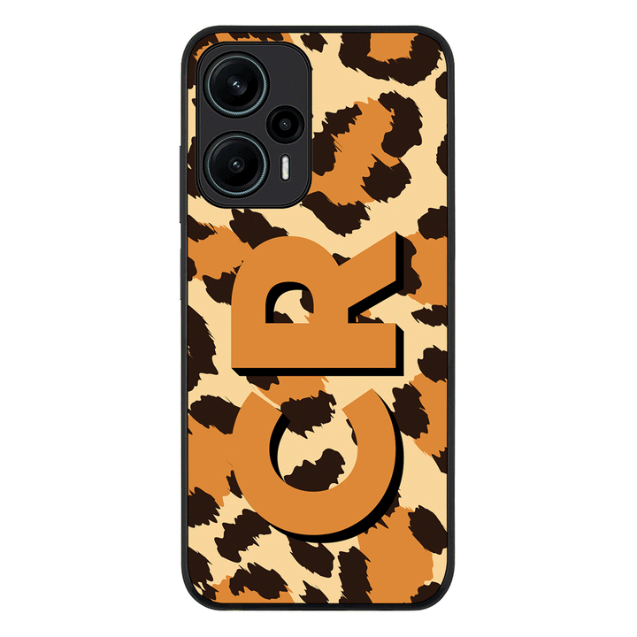 Redmi Note 12 Turbo 5G / Rugged Black Custom Monogram 3D Shadow Text Animal Skin Pattern, Phone Case - Redmi - Stylizedd.com