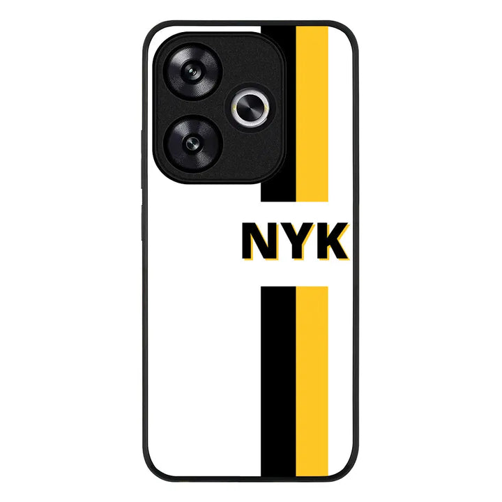 Custom Striped Monogram Phone Case - Redmi - Turbo 3 / Rugged Black - Stylizedd