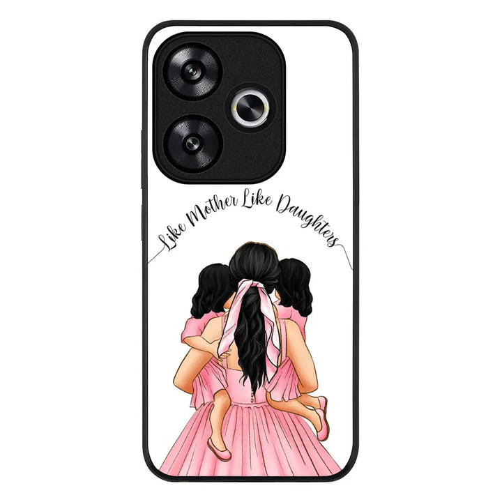 Mother 2 daughters Custom Clipart Text Phone Case - Poco - F6 / Rugged Black - Stylizedd