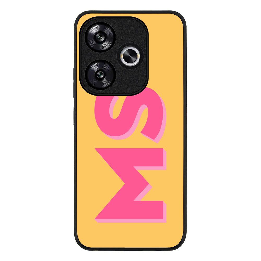 Redmi Turbo 3 / Rugged Black Personalized Monogram Initial 3D Shadow Text Phone Case - Redmi - Stylizedd.com