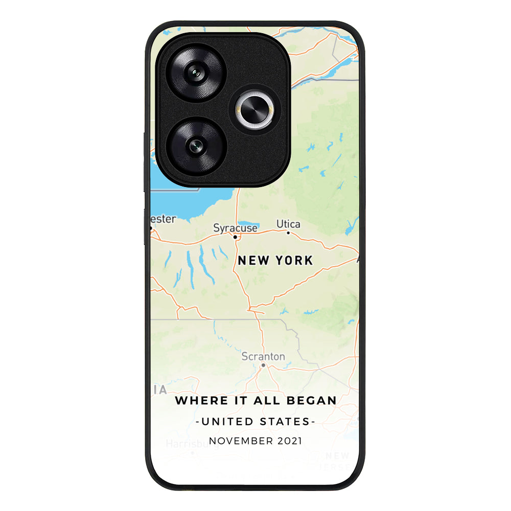 Redmi Turbo 3 / Rugged Black Personalized map, Phone Case - Redmi - Stylizedd.com