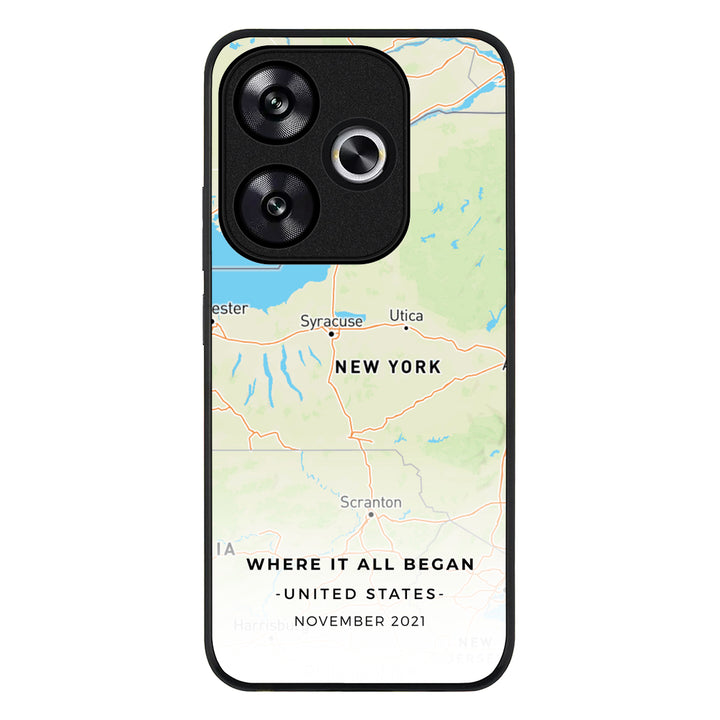 Redmi Turbo 3 / Rugged Black Personalized map, Phone Case - Redmi - Stylizedd.com