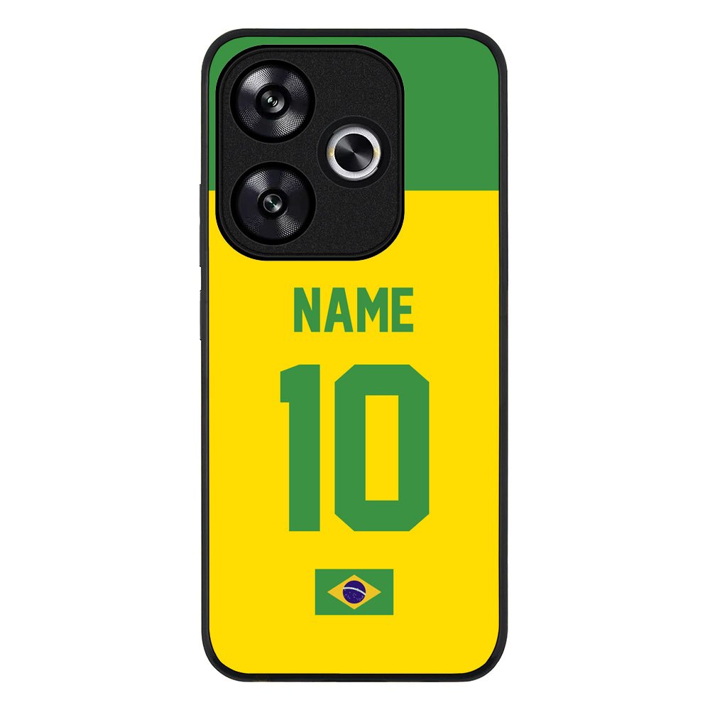 Redmi Turbo 3 / Rugged Black Personalized Football Jersey Phone Case Custom Name & Number - Redmi - Stylizedd.com