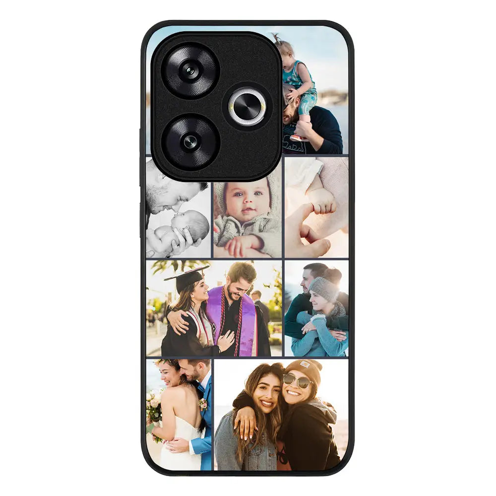 Personalised Photo Collage Grid Phone Case - Redmi - Turbo 3 / Rugged Black - Stylizedd