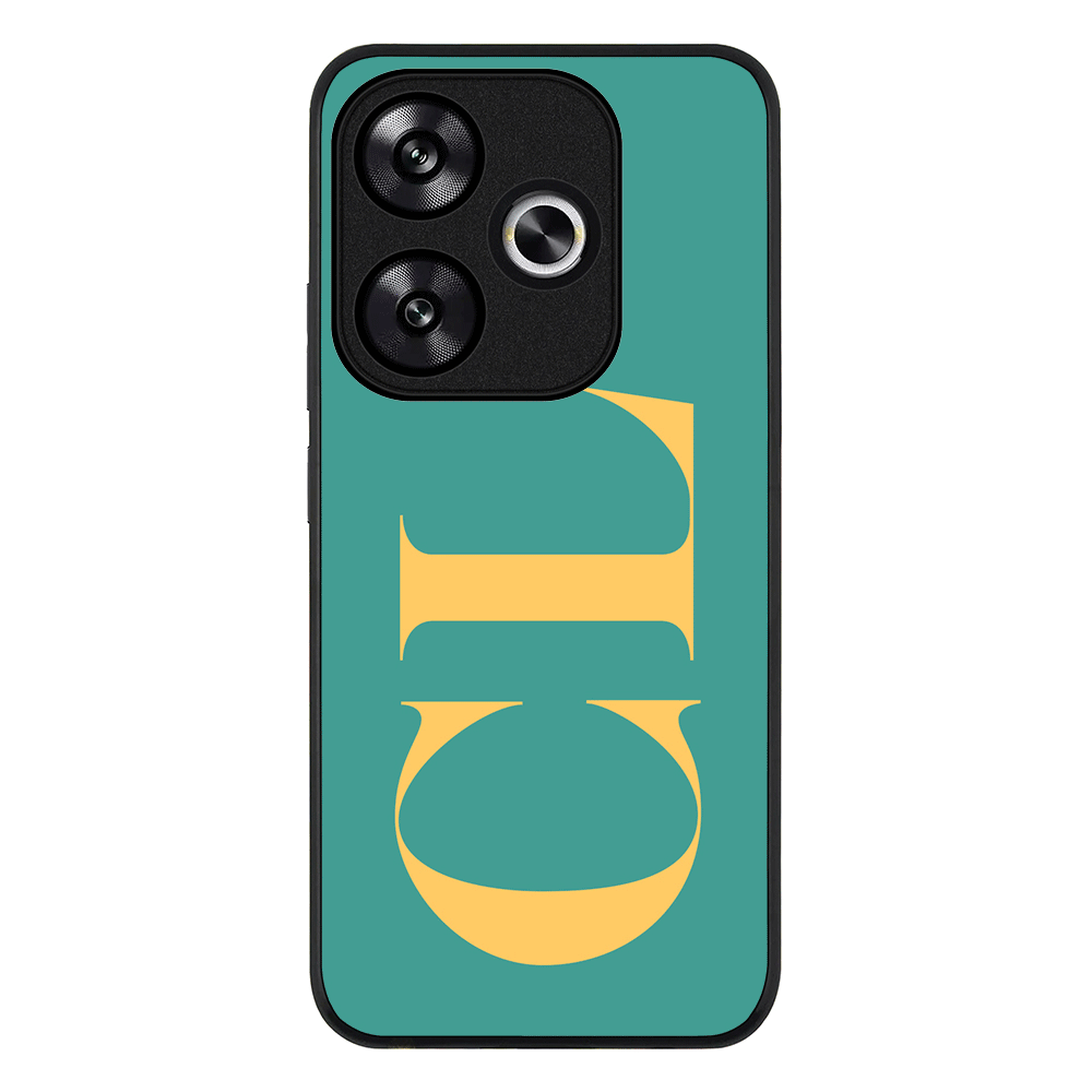 Redmi Turbo 3 / Rugged Black Personalized Monogram Large Initial 3D Shadow Text, Phone Case - Redmi - Stylizedd.com