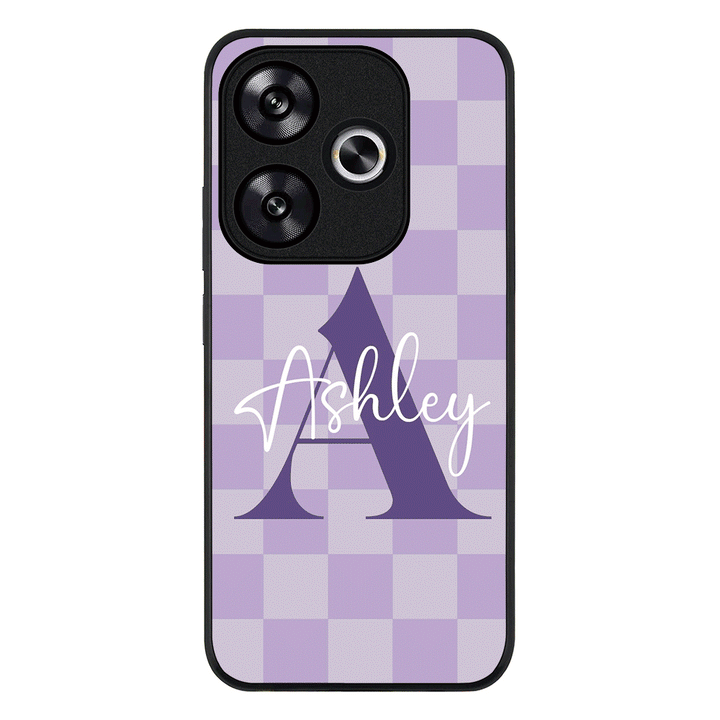 Redmi Turbo 3 / Rugged Black Personalized Name Initial Monogram Checkerboard, Phone Case - Redmi - Stylizedd.com