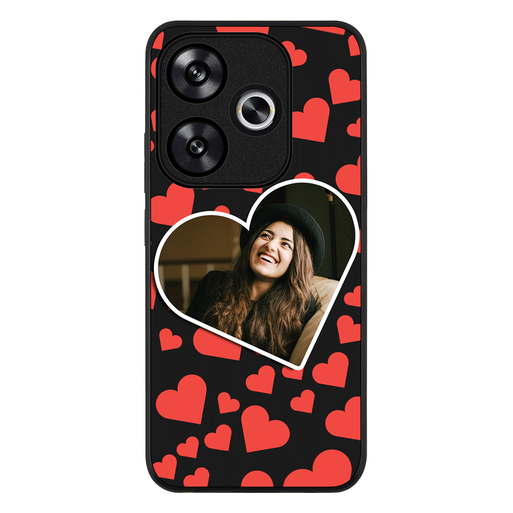 Redmi Turbo 3 / Rugged Black Custom Photo Heart shaped, Phone Case - Redmi - Stylizedd.com