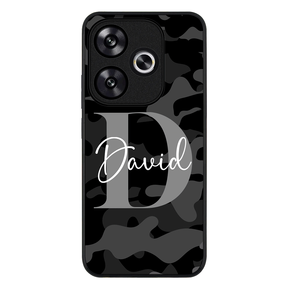 Redmi Turbo 3 / Rugged Black Personalized Name Camouflage Military Camo Phone Case - Redmi - Stylizedd.com