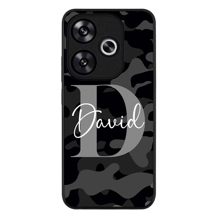 Redmi Turbo 3 / Rugged Black Personalized Name Camouflage Military Camo Phone Case - Redmi - Stylizedd.com