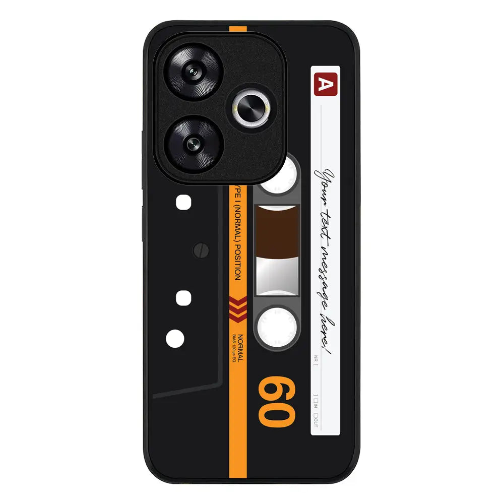 Custom Retro Cassette Tape Phone Case - Poco - F6 / Rugged Black - Stylizedd